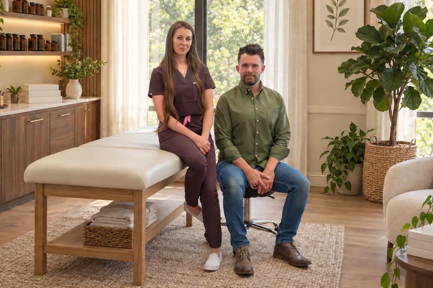 Dr. Brendan McLaughlin with a clinical team member at Aquarian Integrative Health